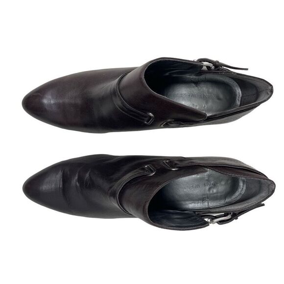 Nine West Womens Leather Sappheir Buckle Pointed Toe Booties Brown Size 8.5M - Picture 3 of 13